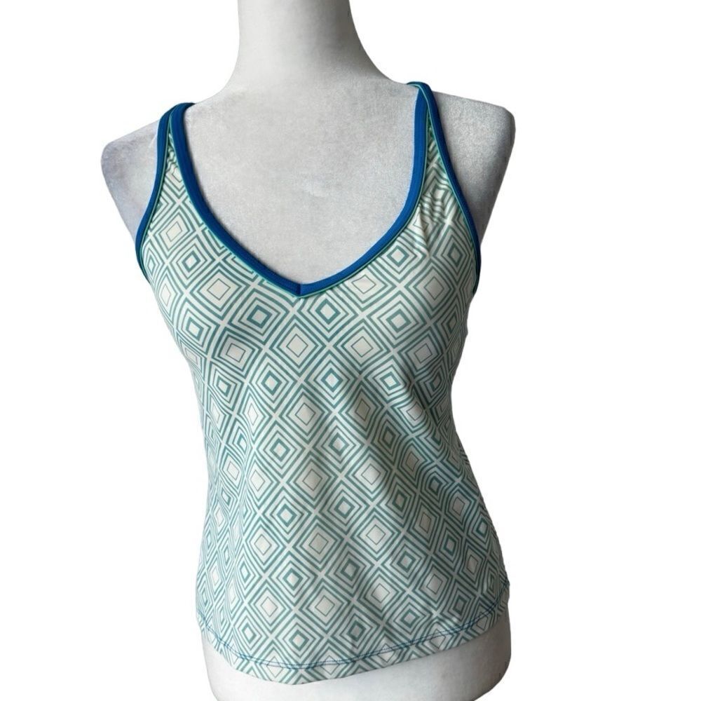 Jag Sport Tankini Top White Blue Green Athletic SZ XS